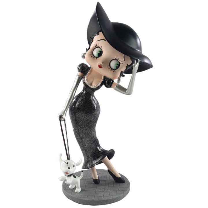 Betty Boop Walking Pudgy Black Glitter Dress Figure