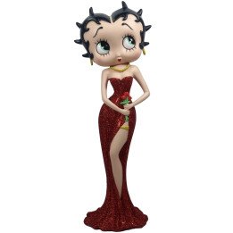 Betty Boop Holding Flowers Red Glitter Dress