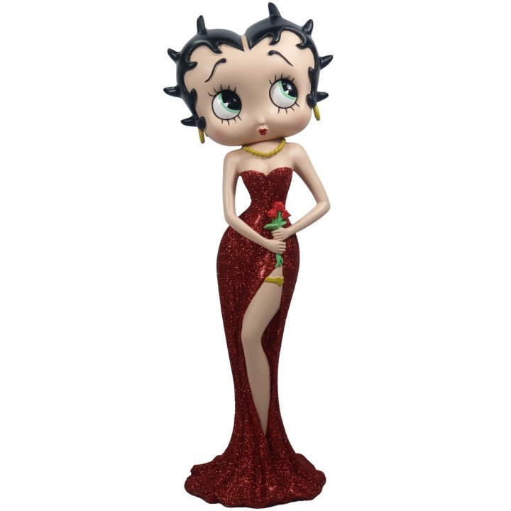 Betty Boop Holding Flowers Red Glitter Dress