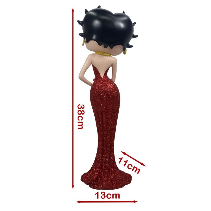Betty Boop Holding Flowers Red Glitter Dress